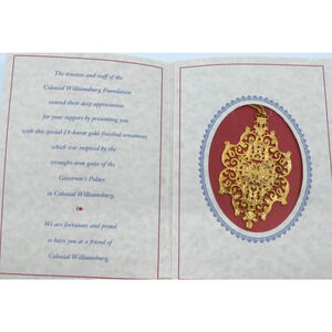 Colonial Williamsburg Foundation 18K Gold Finished Flat Christmas Ornament